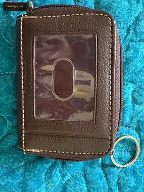 Keychain Brown Leather Wallet 4.25"x3"